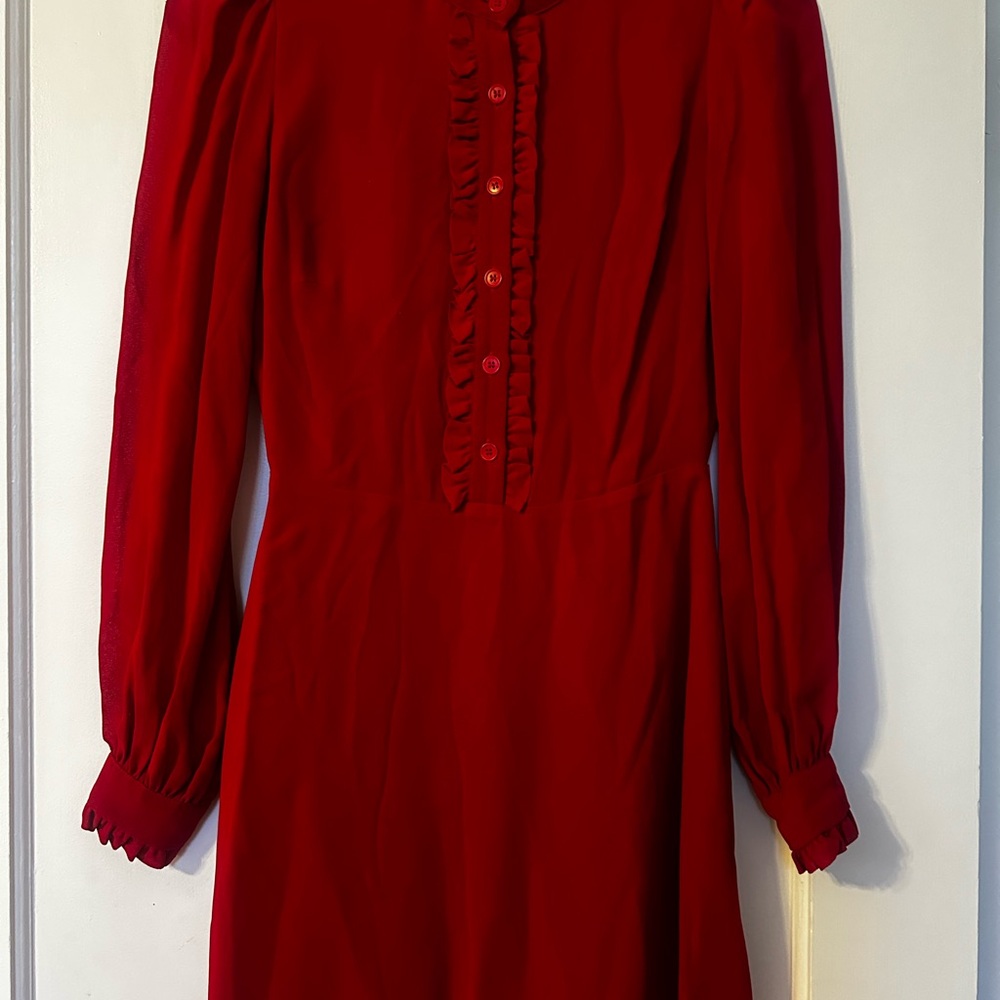Reformation Red Button-Up Dress